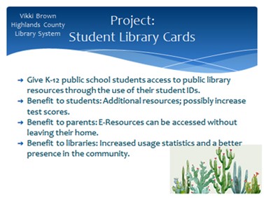 Student Library Cards: SSLLI project slide